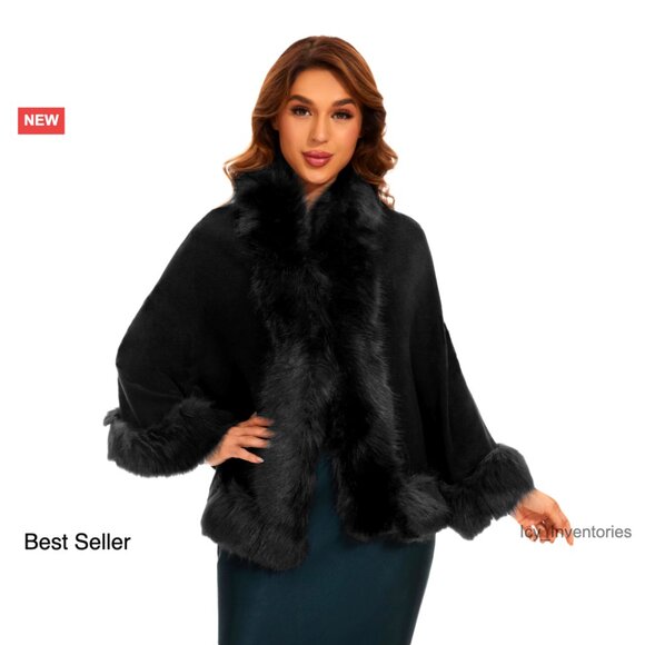 Faux Fur Shawl Wrap Elegant Wedding Evening Party Cape Luxury Bridal Wear